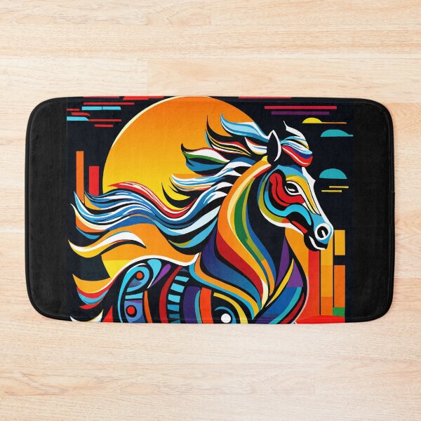 Item preview, Stylized horse illustration made of coloured ribbons designed and sold by BubblyDelight.