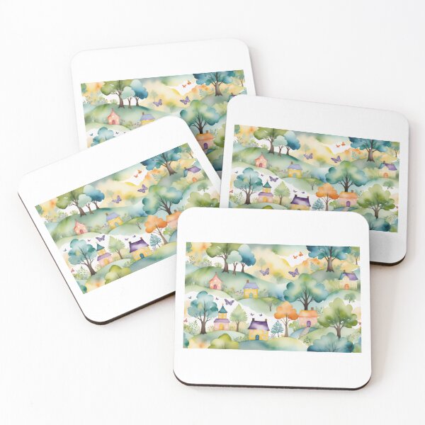 Item preview, Dreamy Woodland Village in Fabric Collage designed and sold by PanoramaPrints.