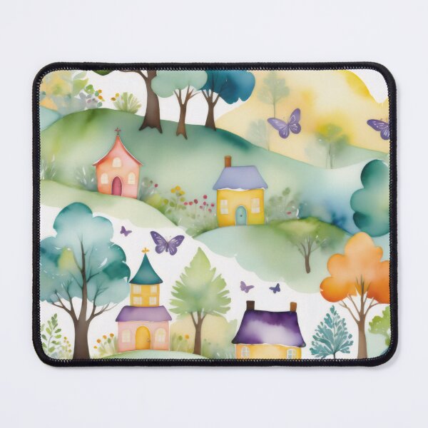 Item preview, Dreamy Woodland Village in Fabric Collage designed and sold by PanoramaPrints.