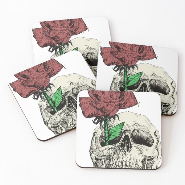 Item preview, Skull and rose sketch color designed and sold by anahat-.