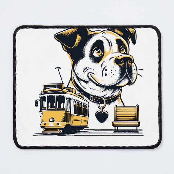 Item preview, Lisbon's Tram Treats - Whimsical Dog and Tram Illustration designed and sold by PunnyPawsShop.