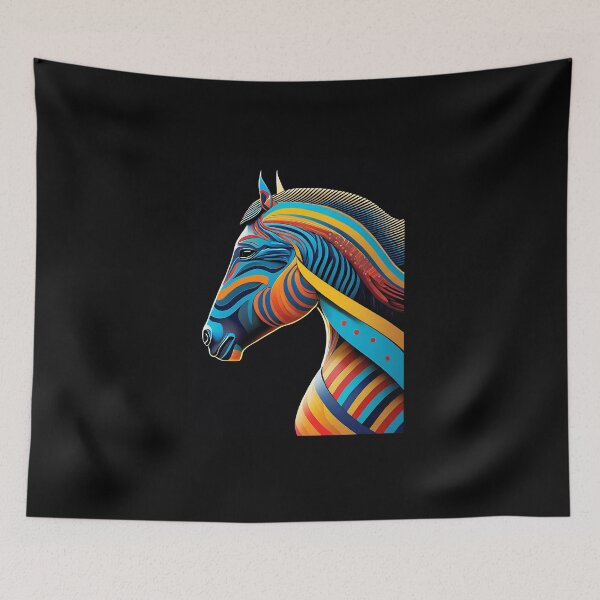 Item preview, Stylized horse illustration made of coloured ribbons designed and sold by BubblyDelight.