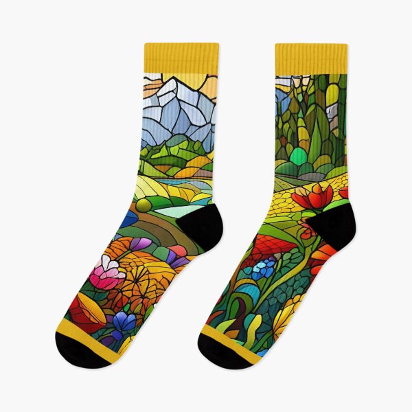 Aperçu de l'œuvre Vitrail Fleurs de montagne colorées #17 créée et vendue par ChanceTwoArt.