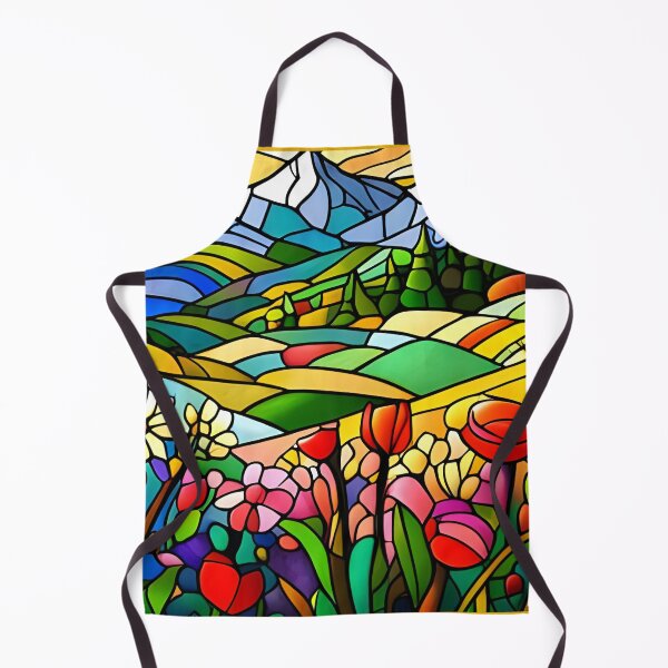 Item preview, Stained Glass Colorful Mountain Flowers #19 designed and sold by ChanceTwoArt.