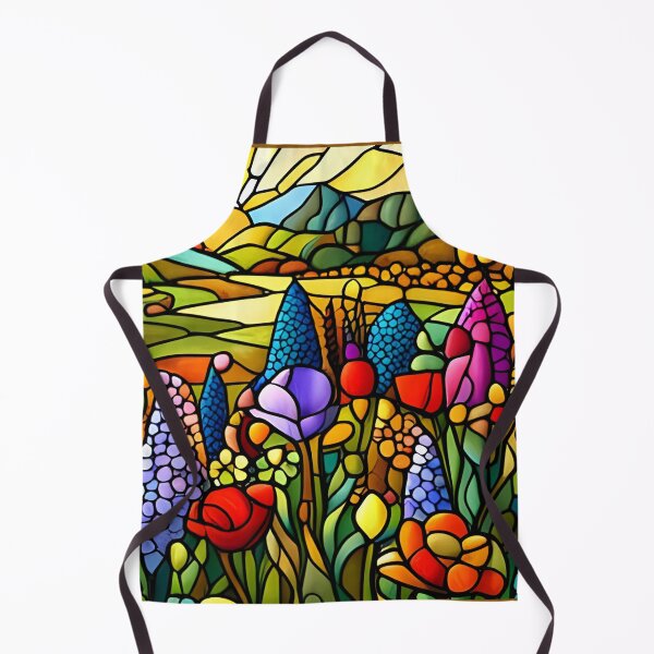 Item preview, Stained Glass Colorful Mountain Flowers #20 designed and sold by ChanceTwoArt.