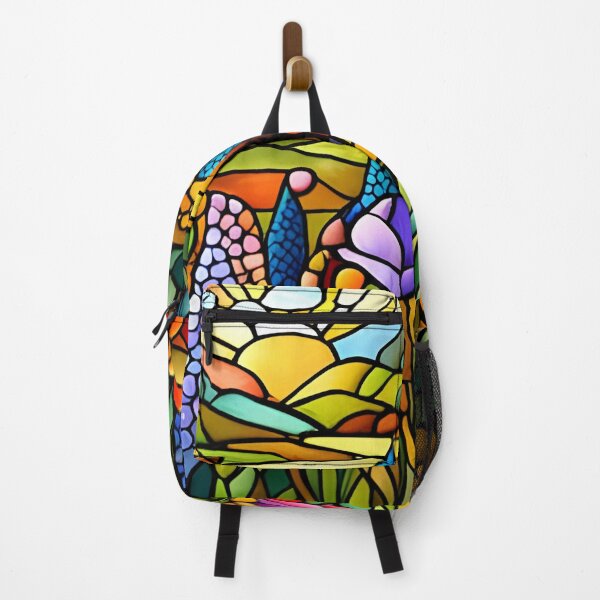 Item preview, Stained Glass Colorful Mountain Flowers #20 designed and sold by ChanceTwoArt.