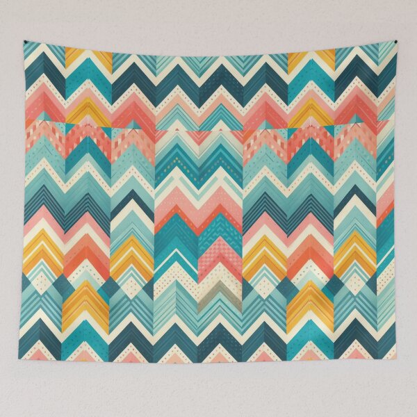 Item preview,  Chevron - Pink Blue Yellow Zigzag Pattern ; Pattern  Herringbone designed and sold by PatternInArt.
