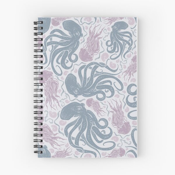 Item preview, Grey octopus amoung pink jellyfish and seashell designed and sold by Pinata.