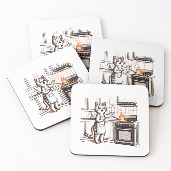 Item preview, #AdultingFail - Hapless Cat Cooking Mishap Illustration designed and sold by #Adulting Central.