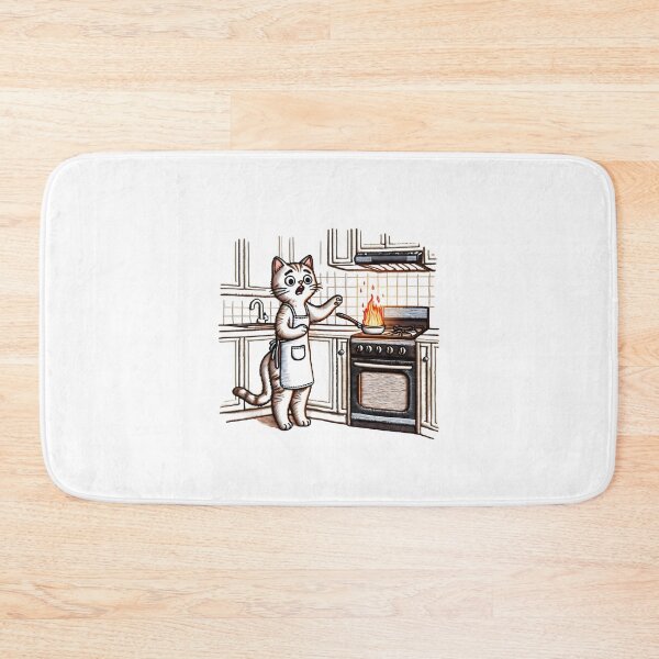 Item preview, #AdultingFail - Hapless Cat Cooking Mishap Illustration designed and sold by #Adulting Central.