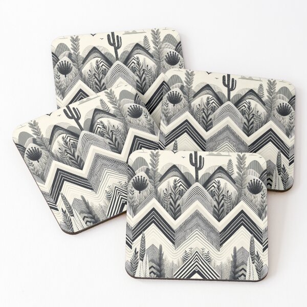 Item preview,  Chevron - Black and White Cactus Pattern ; Pattern  Herringbone designed and sold by PatternInArt.
