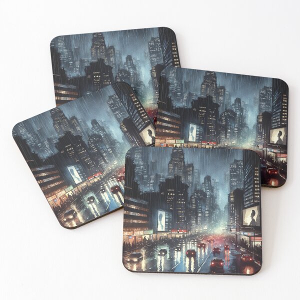 Item preview, Noir Vintage Watercolor City in the Rain designed and sold by RESToRAPTOR.
