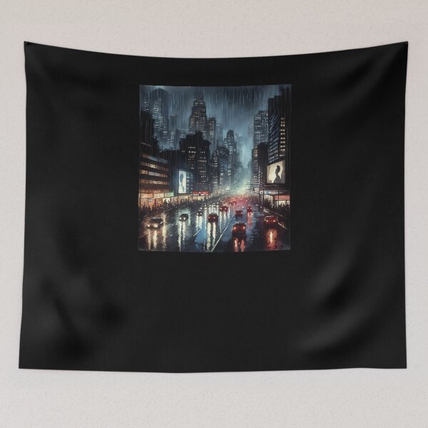 Item preview, Noir Vintage Watercolor City in the Rain designed and sold by RESToRAPTOR.