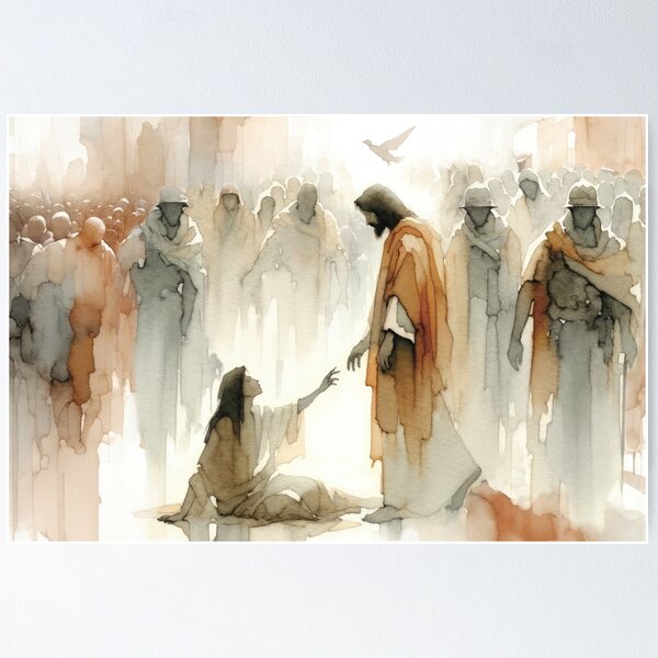 Item preview, Jesus. Woman Healed designed and sold by FaithArtCrea.