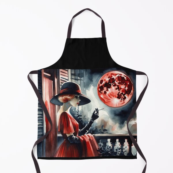 Item preview, Noir Vintage Watercolor Femme Fatale and the Red Moon designed and sold by RESToRAPTOR.