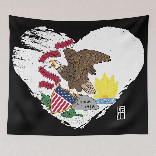 Artikelvorschau, US-Bundesstaat – Ich liebe Illinois – Illinois-Flagge entworfen und verkauft von ArtProjectShop.