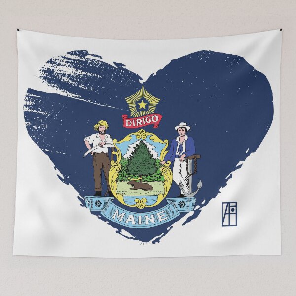 Item preview, U.S. State - I Love Maine - Maine Flag designed and sold by ArtProjectShop.
