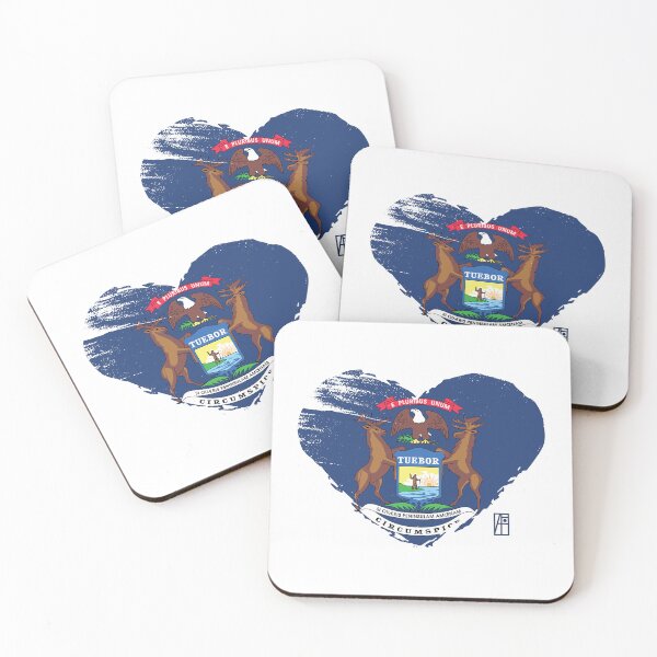 Item preview, U.S. State - I Love Michigan - Michigan Flag designed and sold by ArtProjectShop.