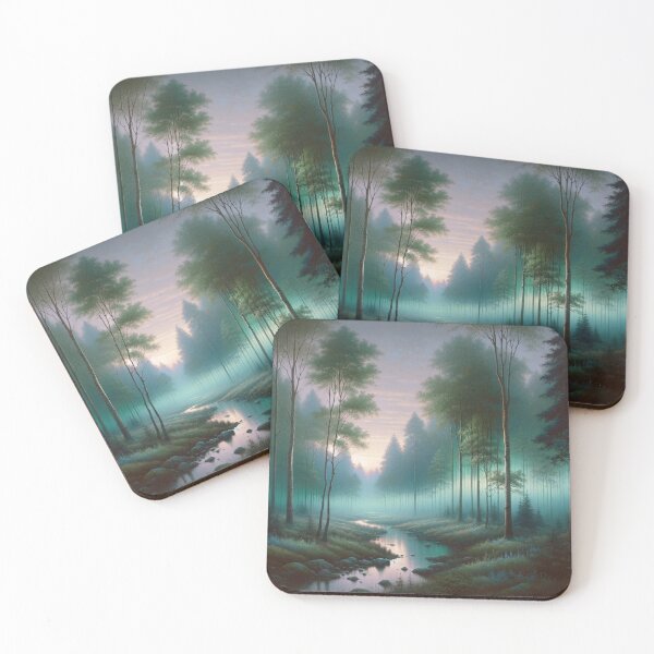 Item preview, Whispers of Dawn Tranquil Forest Landscape designed and sold by BestArtByArvind.