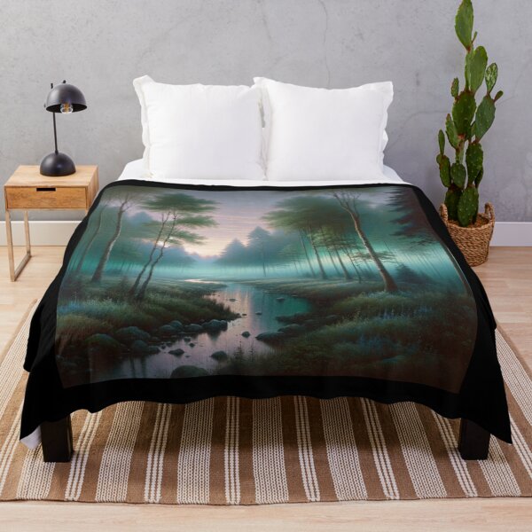 Item preview, Whispers of Dawn Tranquil Forest Landscape designed and sold by BestArtByArvind.