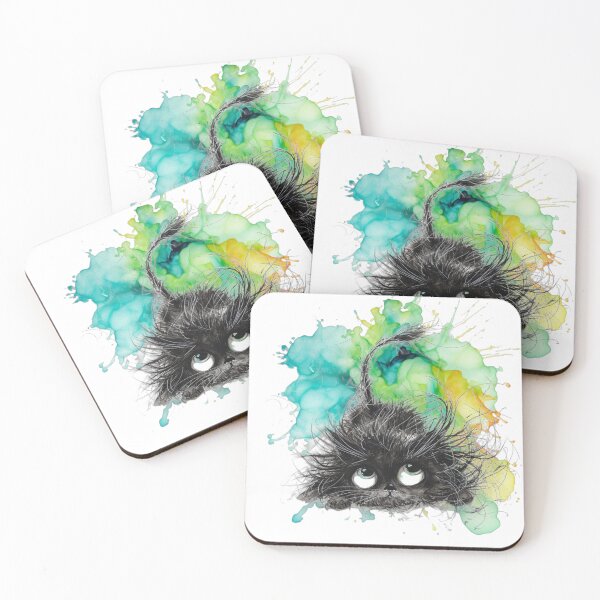 Item preview, Splash Watercolour Pencil Kitty Design  designed and sold by fluidwatercolor.