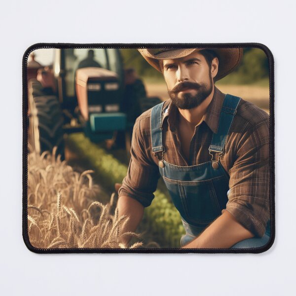 Item preview, Farmer with cowboy hat and tractor in field designed and sold by neonbubblez3.