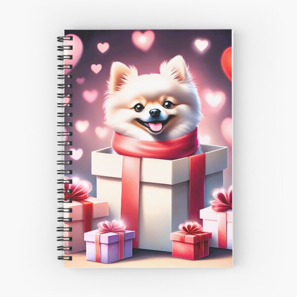 Item preview, Valentine's Day series, Dwarf spitz dog, cute, gifts and hearts, in a box designed and sold by janjacbu.