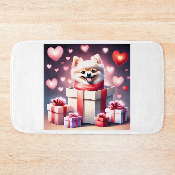 Item preview, Valentine's Day series, Dwarf spitz dog, cute, gifts and hearts, in a box designed and sold by janjacbu.
