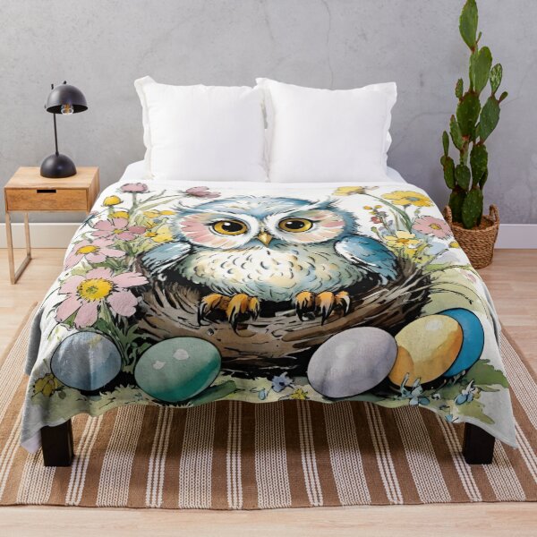 Item preview, Happy Easter - Cute Owl , Easter eggs and flowers V25 designed and sold by DreamingAwake1.