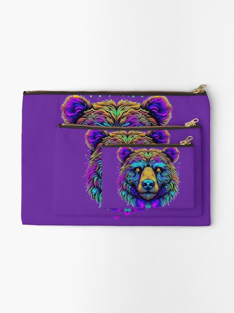 Thumbnail 2 of 4, Zipper Pouch, Psychedelic Bear designed and sold by DadDrivenDesign.