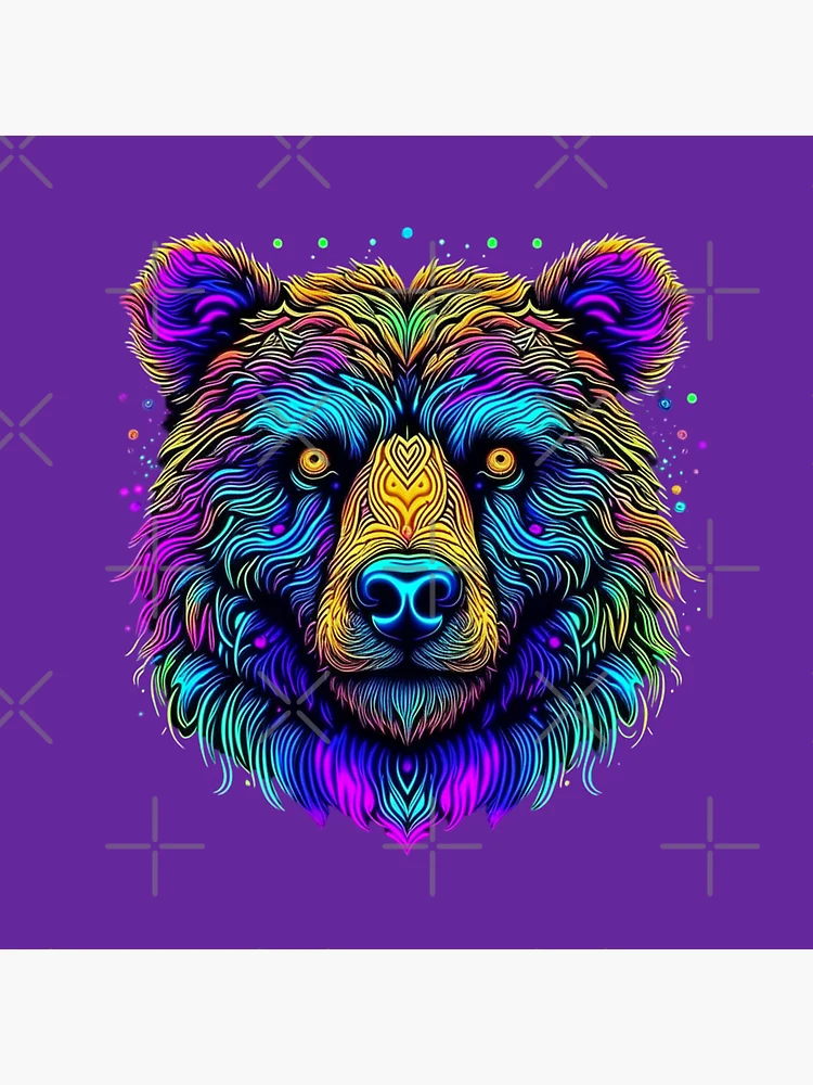 Thumbnail 4 of 4, Clock, Psychedelic Bear designed and sold by DadDrivenDesign.