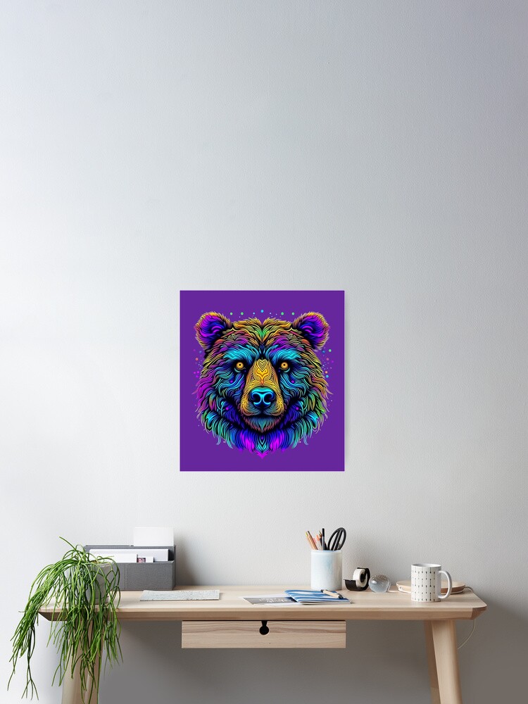 Thumbnail 2 of 3, Poster, Psychedelic Bear designed and sold by DadDrivenDesign.