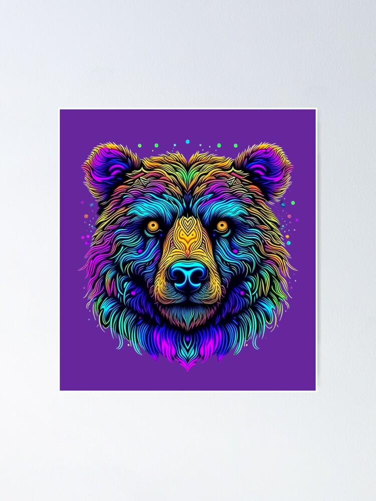 Thumbnail 1 of 3, Poster, Psychedelic Bear designed and sold by DadDrivenDesign.