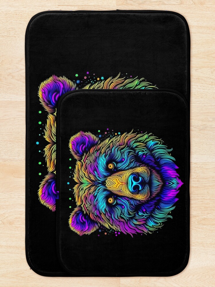 Thumbnail 5 of 6, Bath Mat, Psychedelic Bear designed and sold by DadDrivenDesign.