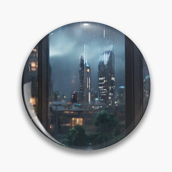 Item preview, Raining in city at night outside window designed and sold by neonbubblez3.