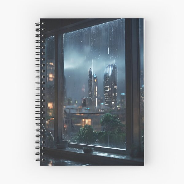 Item preview, Raining in city at night outside window designed and sold by neonbubblez3.