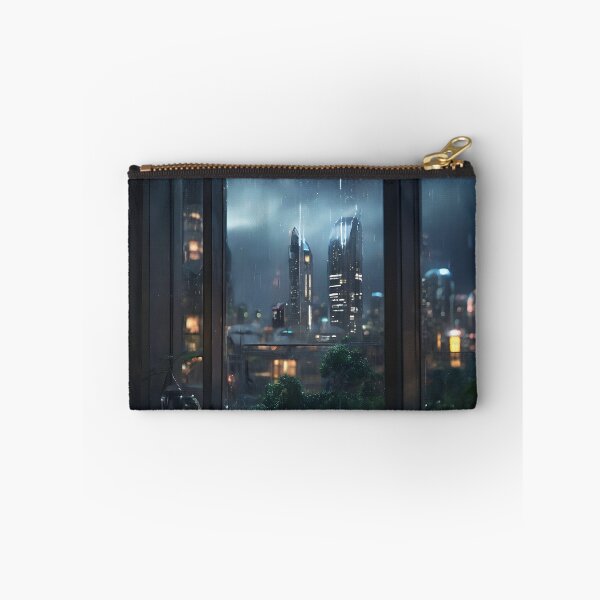 Item preview, Raining in city at night outside window designed and sold by neonbubblez3.