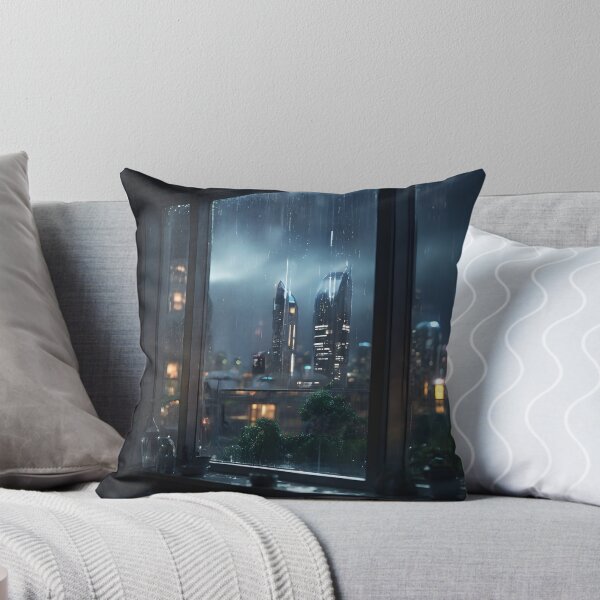 Item preview, Raining in city at night outside window designed and sold by neonbubblez3.