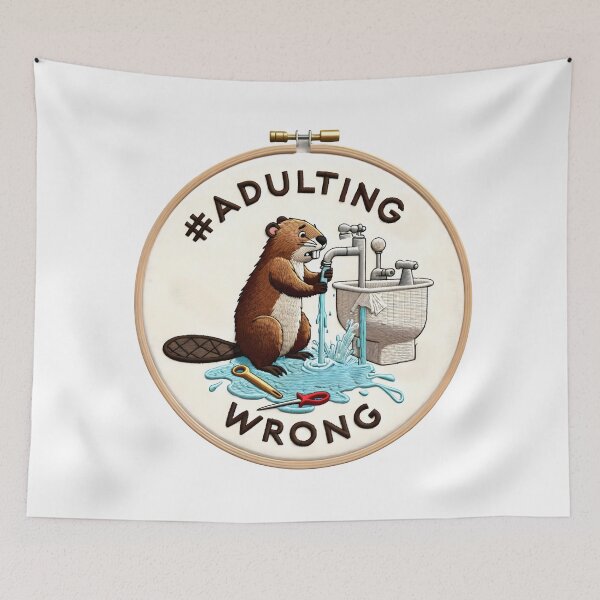 Item preview, Handy Beaver's Plumbing Woes Embroidery Design designed and sold by #Adulting Central.