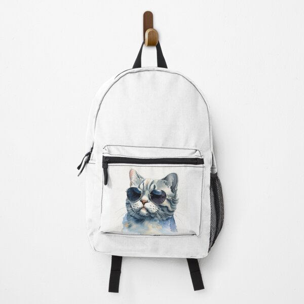 Item preview, British shorthair cat with sunglasses, watercolor, white background designed and sold by paolboa.