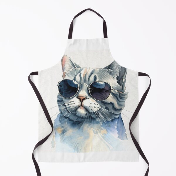 Item preview, British shorthair cat with sunglasses, watercolor, white background designed and sold by paolboa.