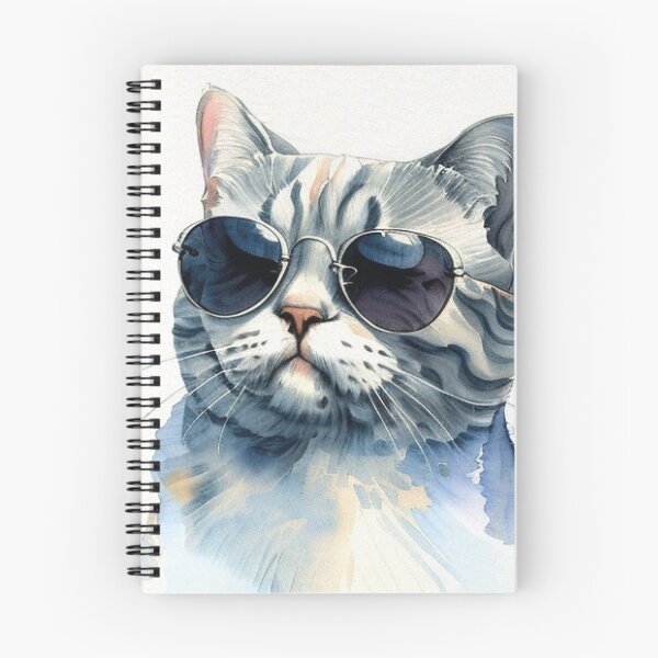 Item preview, British shorthair cat with sunglasses, watercolor, white background designed and sold by paolboa.
