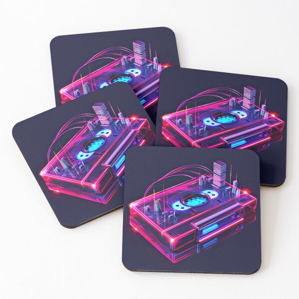 Item preview, 80s Cassette Rewind Retro Neon Groove Tape Deck designed and sold by couture-rapture.