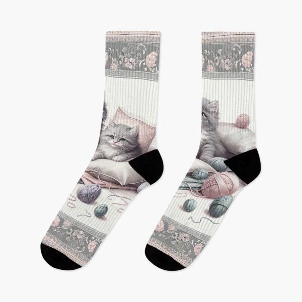 Item preview, Pair of Purring : Felines and Floral designed and sold by TheCheckerwell.