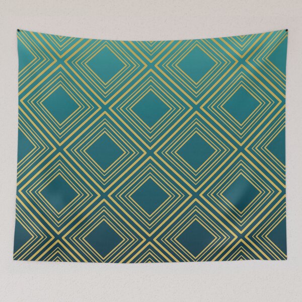 Item preview, Green background and gold squares designed and sold by alessiazoe.