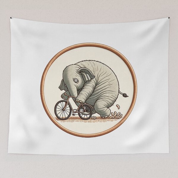 Item preview, Elephant Cycling Challenge Embroidery Design designed and sold by #Adulting Central.
