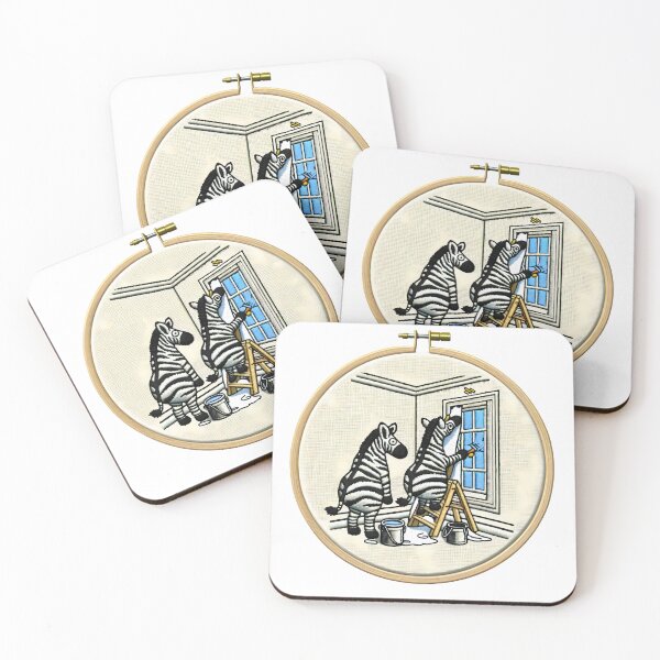 Item preview, Zebra Painters Embroidery Illustration designed and sold by #Adulting Central.