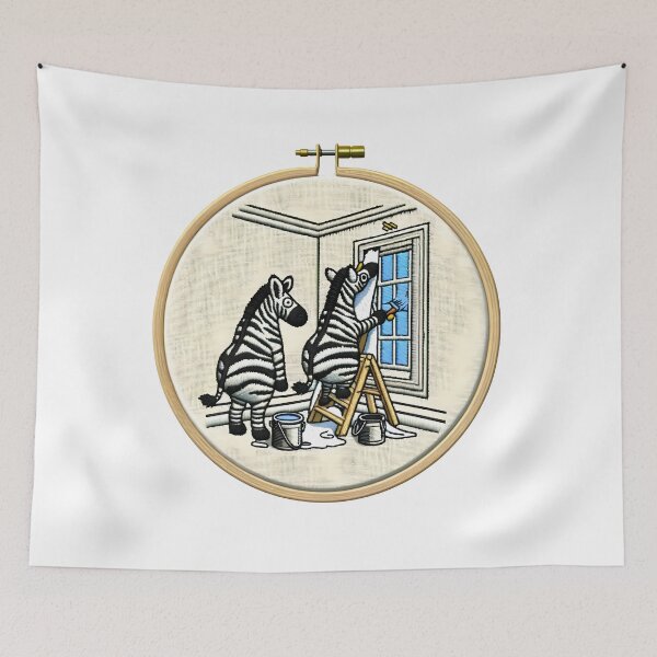 Item preview, Zebra Painters Embroidery Illustration designed and sold by #Adulting Central.