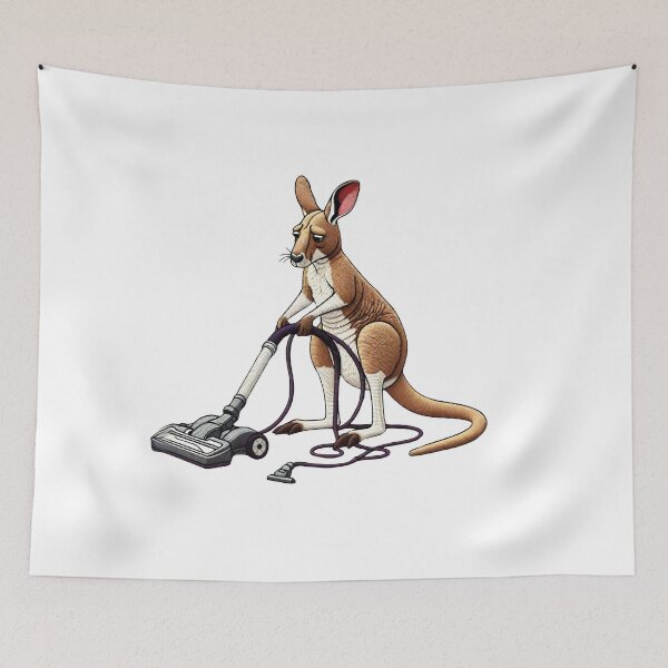 Item preview, Vacuuming Kangaroo Embroidery Art designed and sold by #Adulting Central.