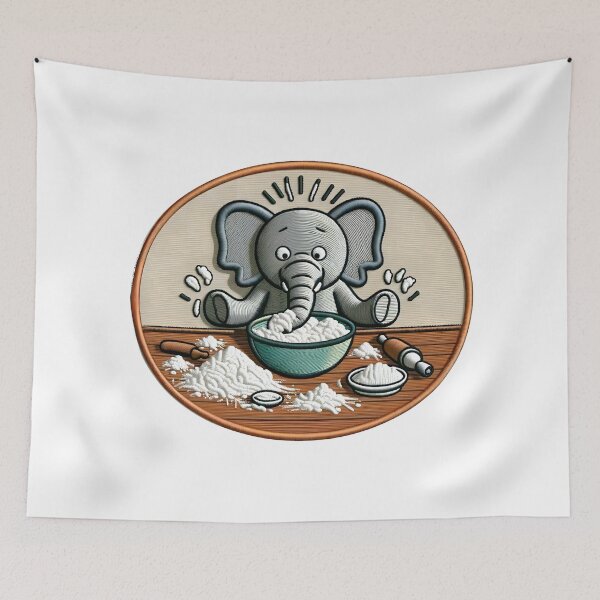 Item preview, Baking Elephant Embroidery Design designed and sold by #Adulting Central.